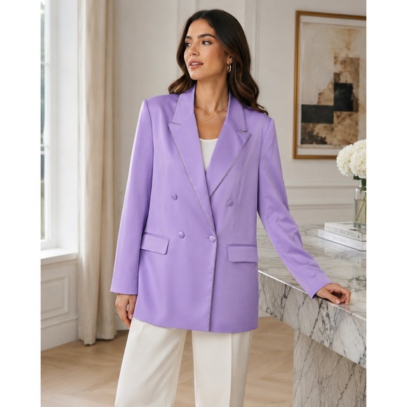 Johnny Wujek Jackets & Blazers - NWT Johnny Wujek Embossed Suit Jacket Blazer in Lillac Breeze Women's XL *Flaw